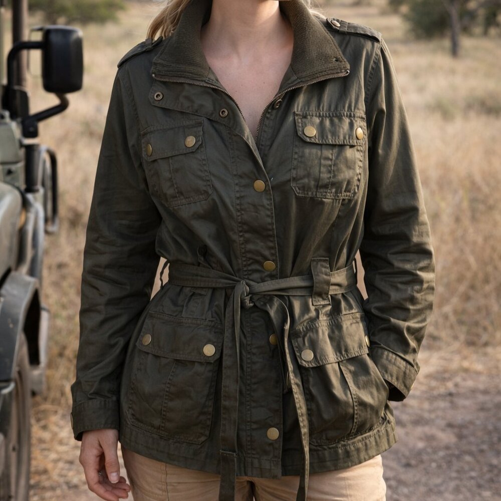SEBBY COLLECTION Olive Army Green Utility Jacket